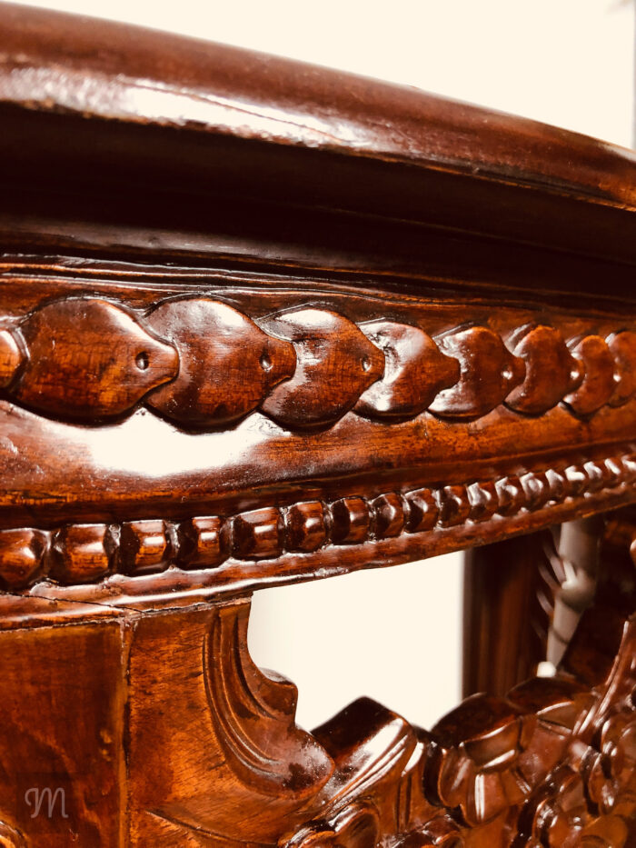 Artisan Carved - Demi Lune Console Table (Solid Mahogany) - Maison Robert Minneapolis