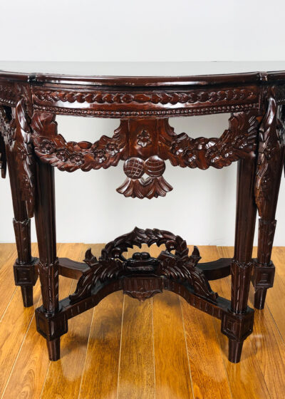 Artisan Carved - Demi Lune Console Table (Solid Mahogany) - Maison Robert Minneapolis