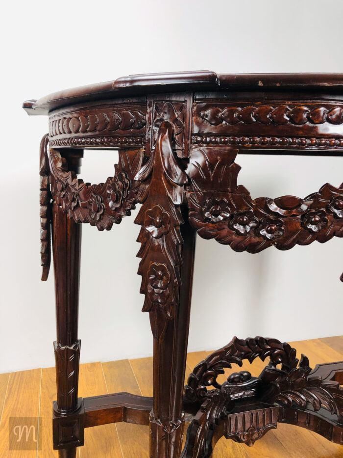 Artisan Carved - Demi Lune Console Table (Solid Mahogany) - Maison Robert Minneapolis