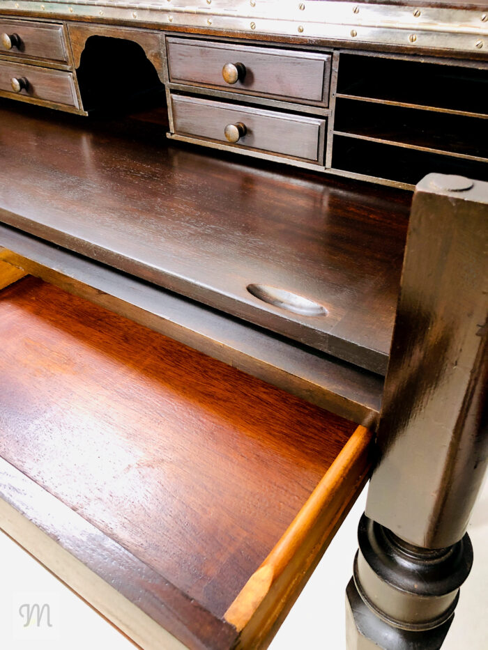 H.E. Shaw Mahogany Spinet Writing Desk @ Maison Robert Minneapolis Antiques