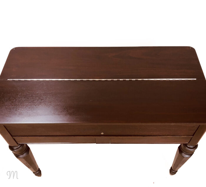 H.E. Shaw Mahogany Spinet Writing Desk @ Maison Robert Minneapolis Antiques