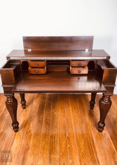 H.E.Shaw Grand Mahogany Spinet Desk, Antique Writing Desk