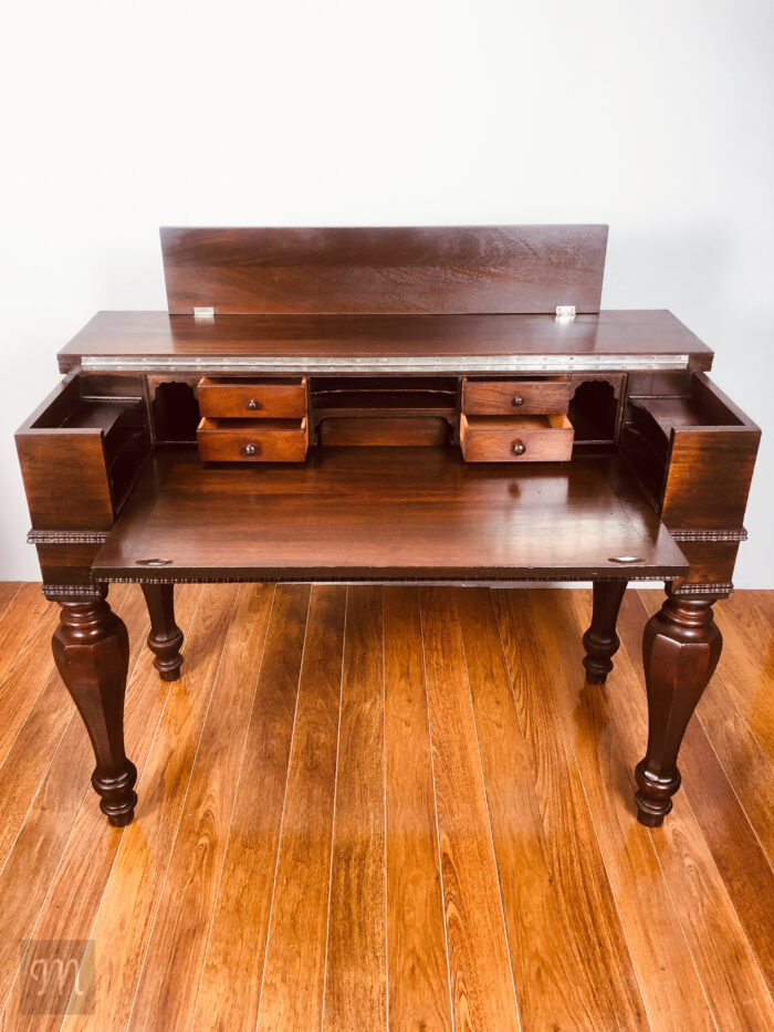 H.E.Shaw Grand Mahogany Spinet Desk, Antique Writing Desk