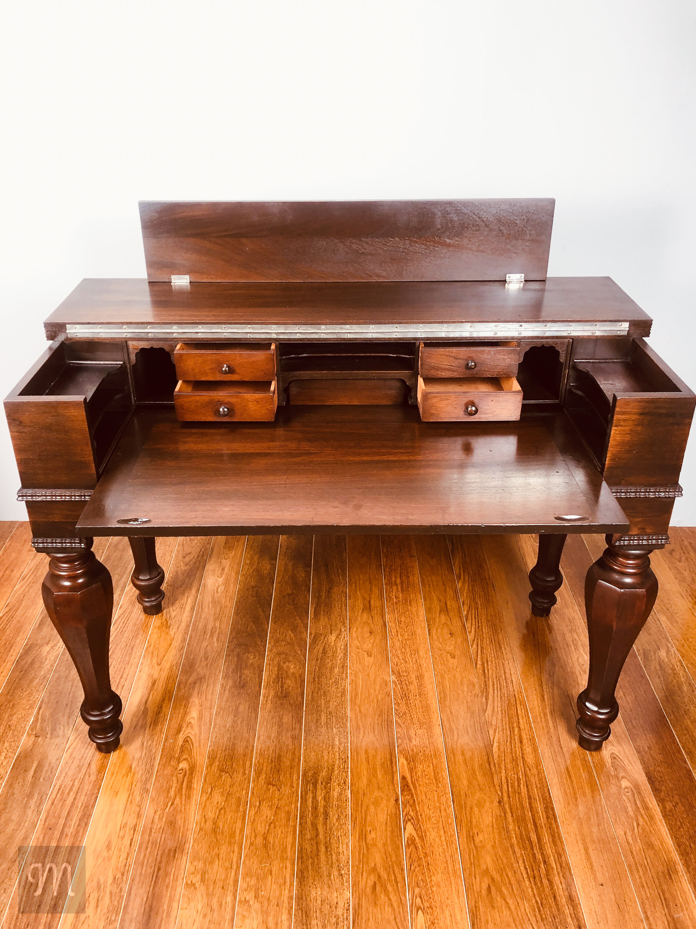 H.E.Shaw Grand Mahogany Spinet Desk, Antique Writing Desk