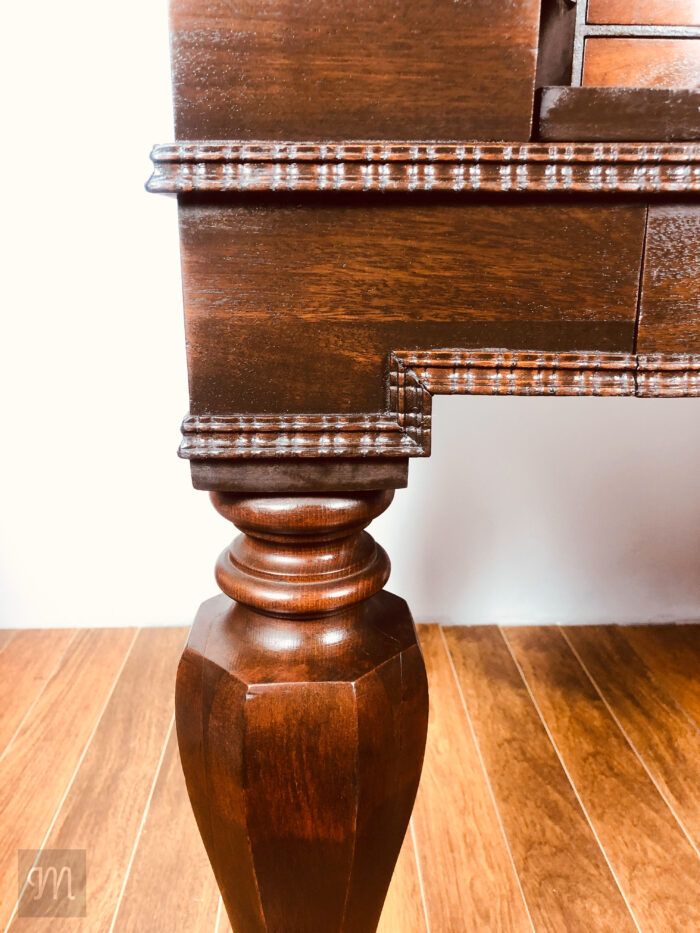 H.E.Shaw Grand Mahogany Spinet Desk, Antique Writing Desk